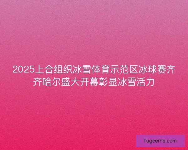 2025上合组织冰雪体育示范区冰球赛齐齐哈尔盛大开幕彰显冰雪活力